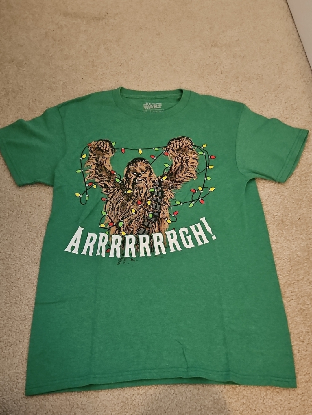 Star Wars Green Chewbacca Holiday Lights Graphic Tee